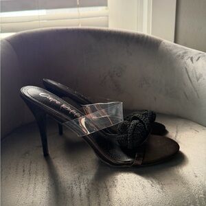 Elegant Black Heels with Clear Strap